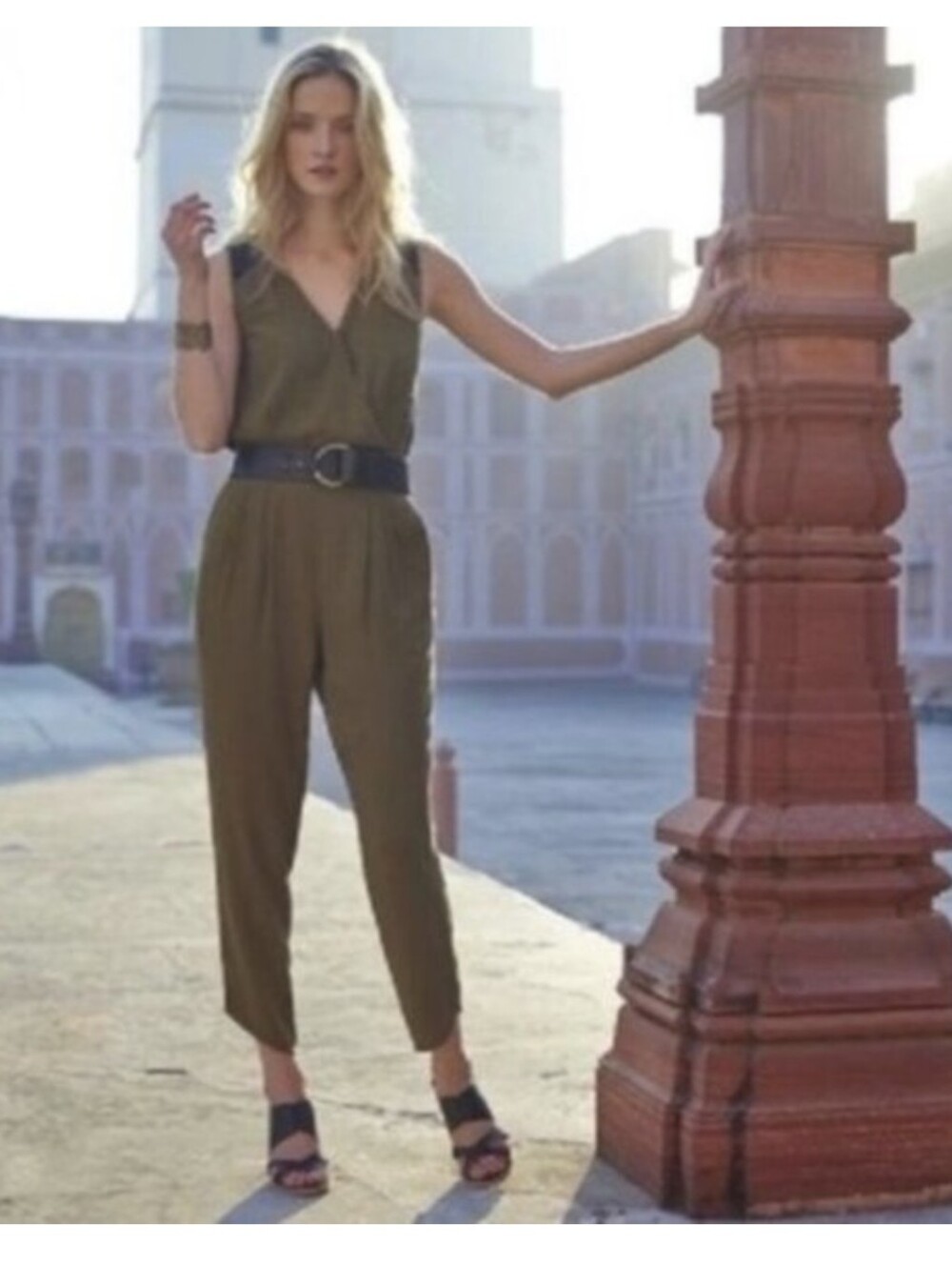 Anthropologie Leifsdottir Sani Olive/Black Jumpsuit
